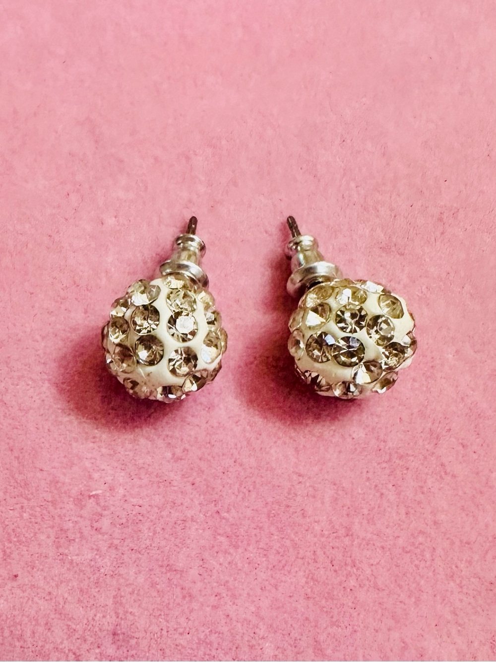 Sparkly Rhinestone Disco Ball Stud Earrings